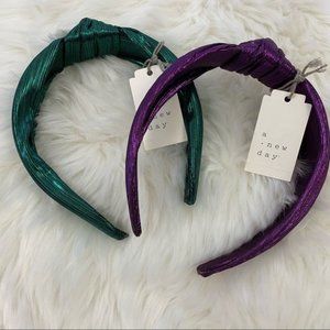 4/$20 Purple Green Metallic Covered Headbands